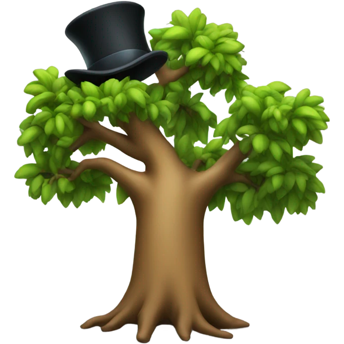 A tree dancing with a top hat emoji