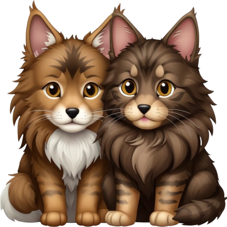 brown wolf and black baby maine coon  emoji
