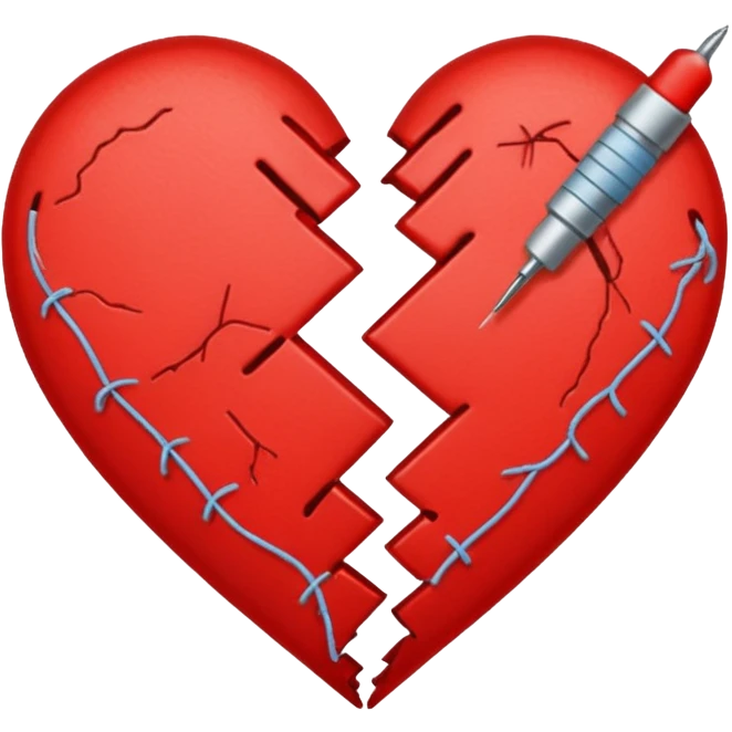 broken heart sticked together (divorce) with a needle emoji
