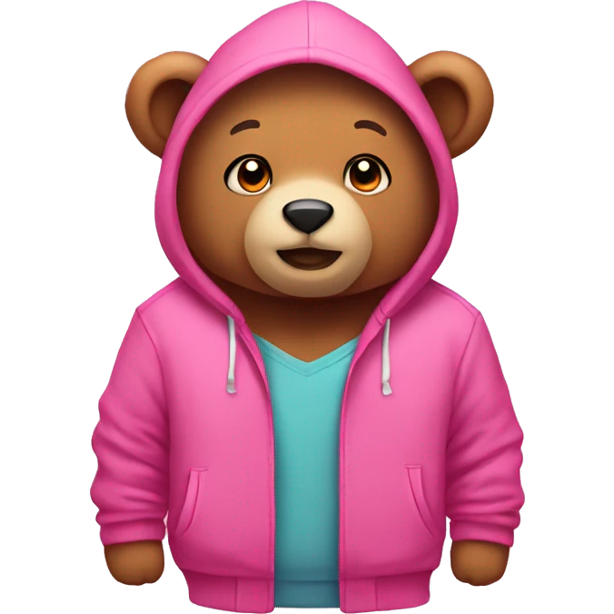 A cute bear with pink hoodies emoji