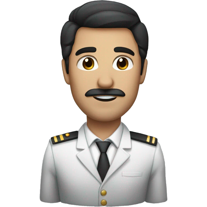 dark hair dark eye man with short mustache flight attendant emoji