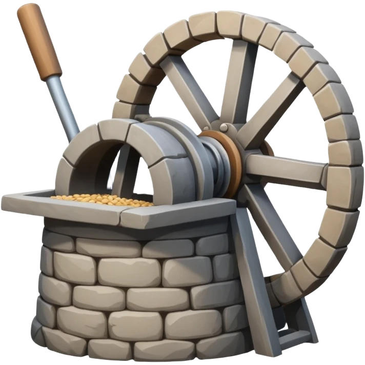 الرحى  حجر يستخدم في طاحونة لطحن الحبوب ويعمل يدوياً أو بقوة الدواب أو بقوة الرياح أو التيار المائي. emoji