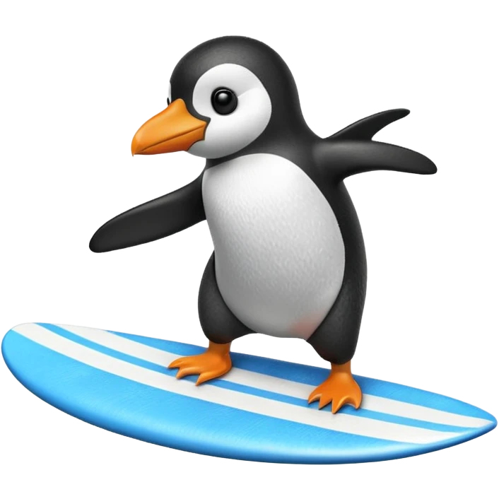 penguin surfing emoji