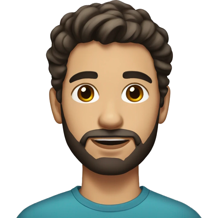 A young man with dark brown hair and a medium short beard emoji
