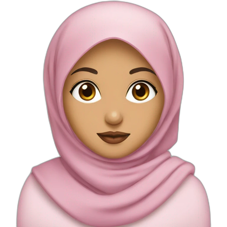hijabi girl with brown eyes and pink lips look to computer  emoji