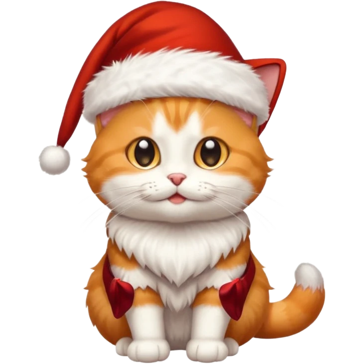 Make me a orange tabby cat with a white chin and a bit of white on the end of his tail and  a Santa hat that looks like 🐱 emoji emoji