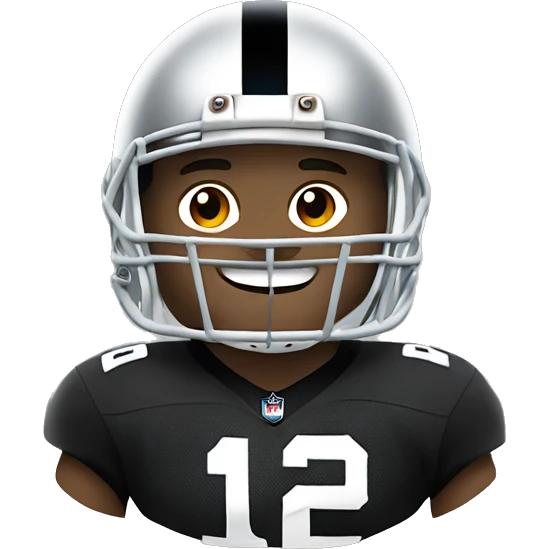 big white man wearing oakland raiders nfl football helmet and jersey playing football emoji