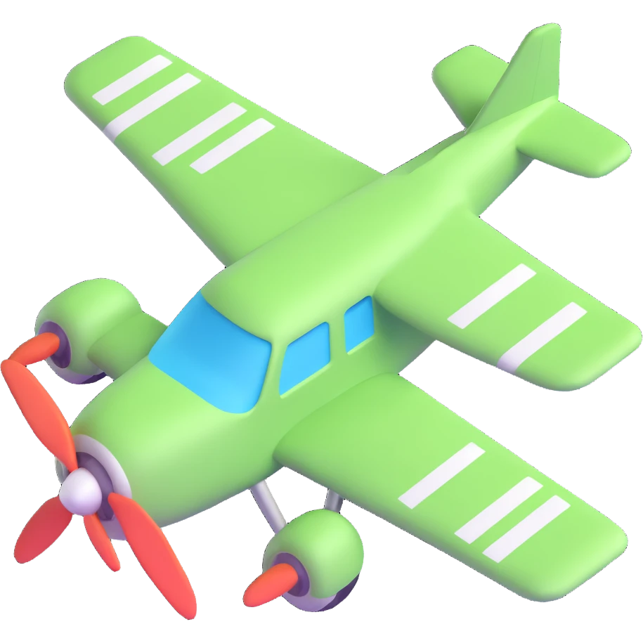 light green airplane, 3D style with soft shading emoji