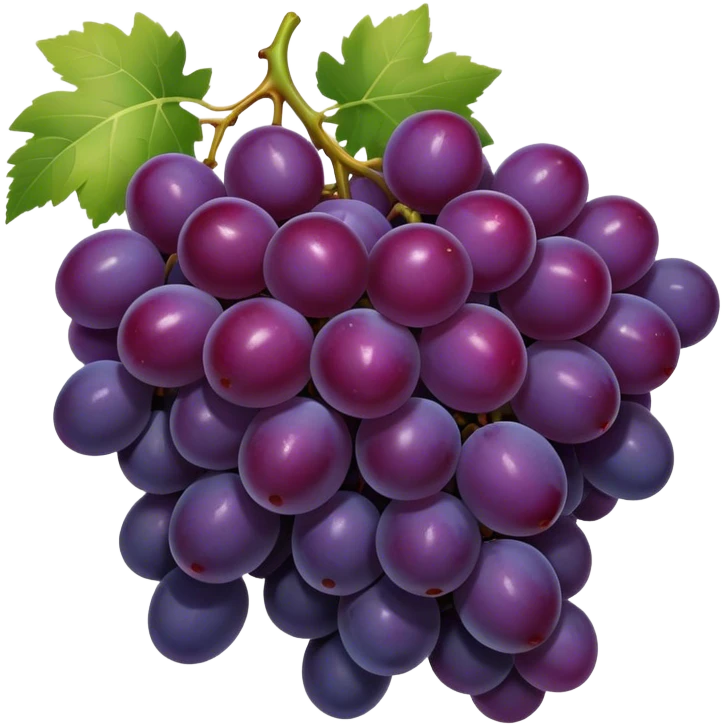 Cinematic Realistic Grapes Emoji, Clustered together in rich purple hues, with smooth, plump skins reflecting light in a glossy, delicate sheen. The stems curve slightly, holding the clusters together like a sweet, natural treasure. Soft glowing outline, capturing the essence of natural sweetness and richness in a bunch of ripe grapes! emoji