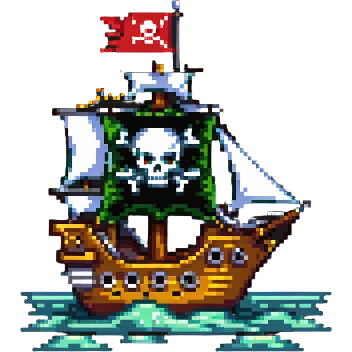 pirate ship with skull flag emoji