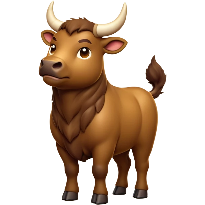 cinematic-[brown bull]-realistic-full-body-standing-emoji,-tail-flicking-lazily,-head-tilted-dramatically,-sleek-[brown]-fur,-simplified-yet-realistic-focused-features,-highly-detailed,-glowing-with-an-almost-sarcastic-glow emoji
