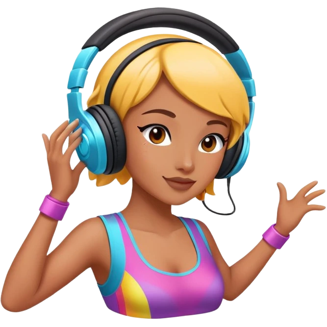 Colorful dancing figure with headphones for 'Beauty and a Beat' emoji