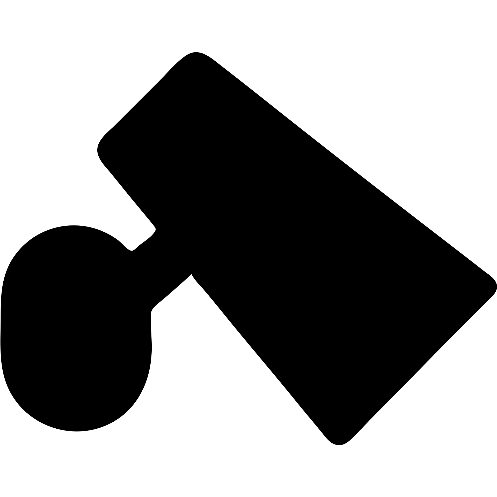 Minimal can-light or torch head (small circle/rectangle) on the left; single filled wedge angled 10–15 ° downward emoji