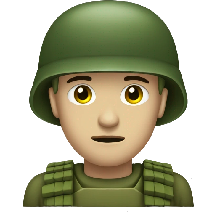 sad soldier with pixelised green hel emoji