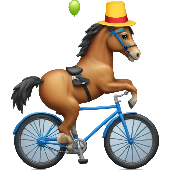 Horse with a birthday hat on a bike  emoji