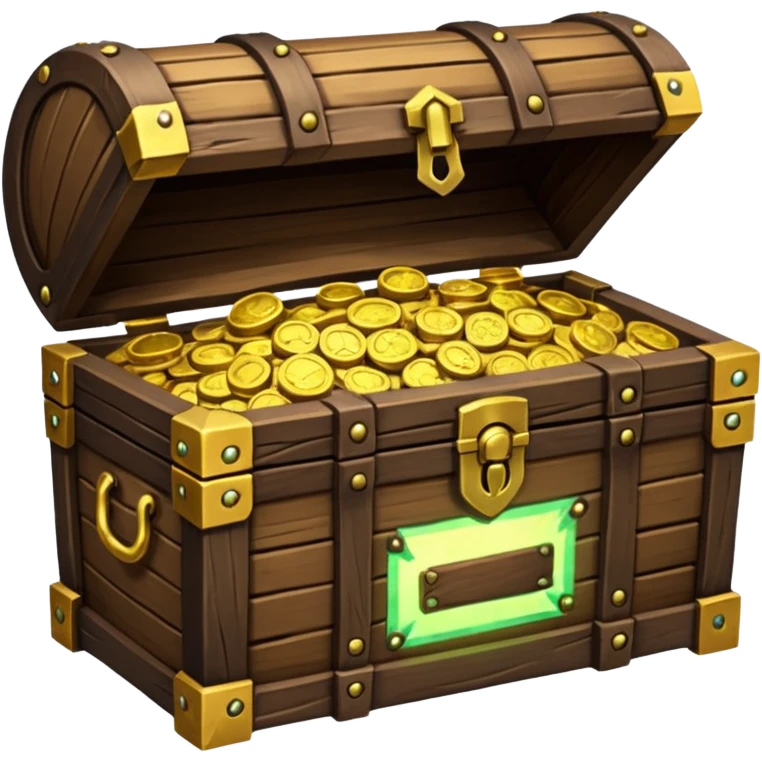 unlocked treasure chest glowing from the inside coins ,gems, RPG game style emoji