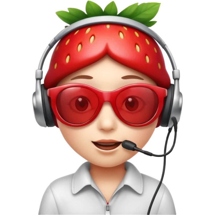 Cute strawberry wearing headset and shades emoji