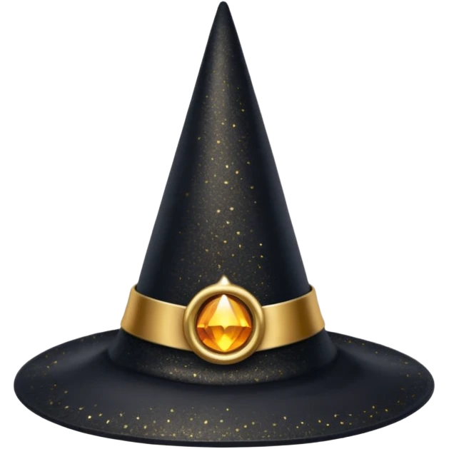 Black witch hat with glitter and golden details emoji