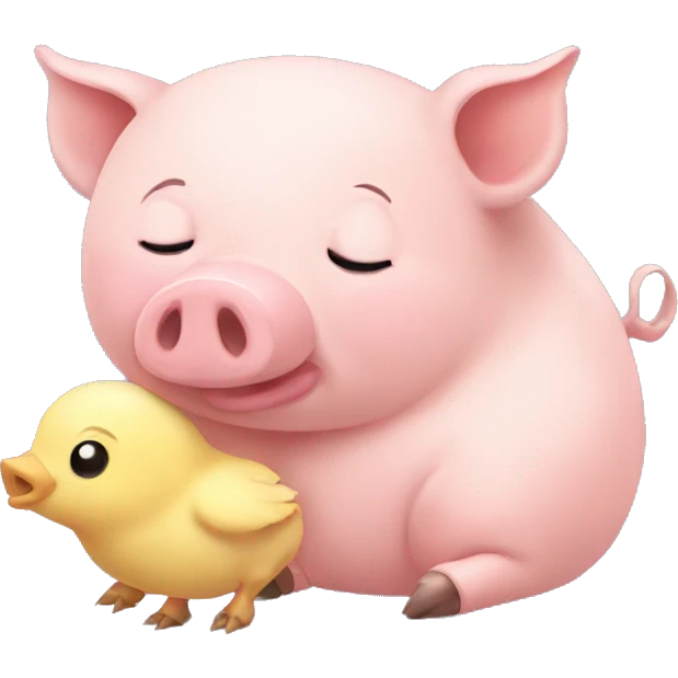 pig and chick sleeping together emoji