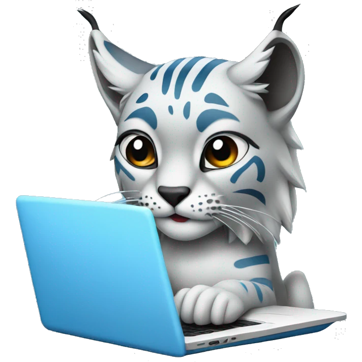 A blue lynx with a laptop emoji