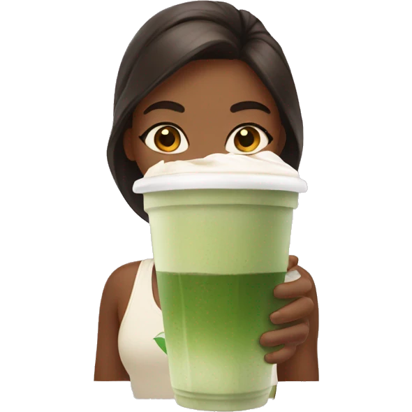 Girl with an ice matcha latte  emoji