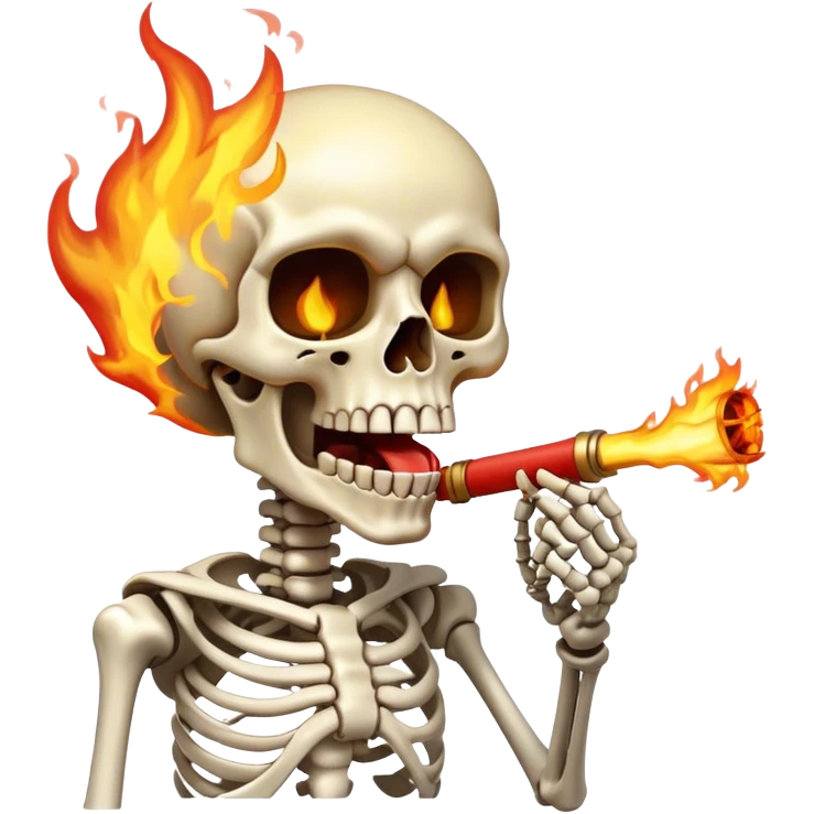 skeleton shooting fire from its mouth emoji