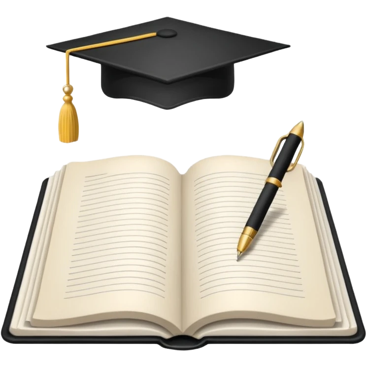 "A white open book,The pen should be positioned as placed exactly in the center between the pages.  if held by a right-handed person - meaning the direction is reversed compared to a left-handed grip. The pen should be uncapped, and the cap placed behind it." emoji