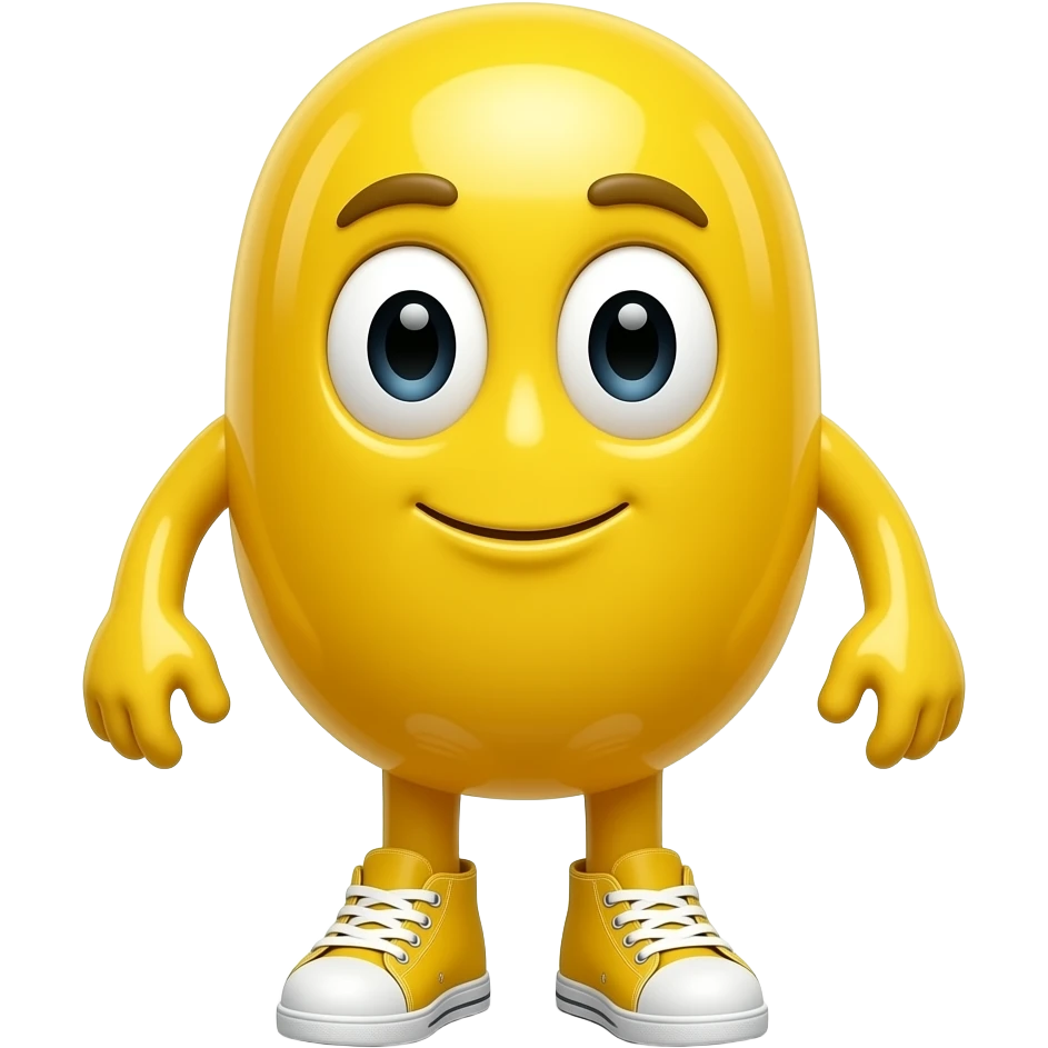 An anthropomorphic yellow jelly bean with arms and legs, wearing sneakers emoji