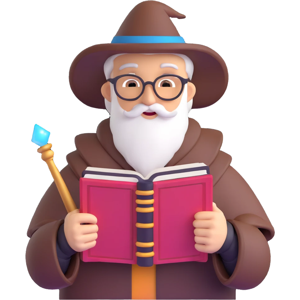 storyteller with magical book emoji