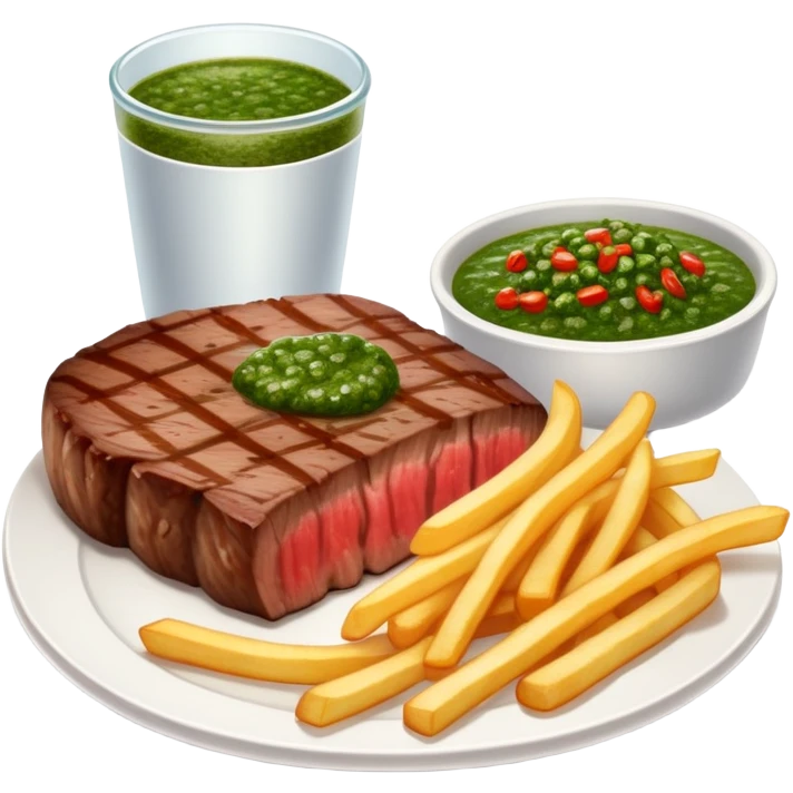 Steak with green sauce and French fries emoji