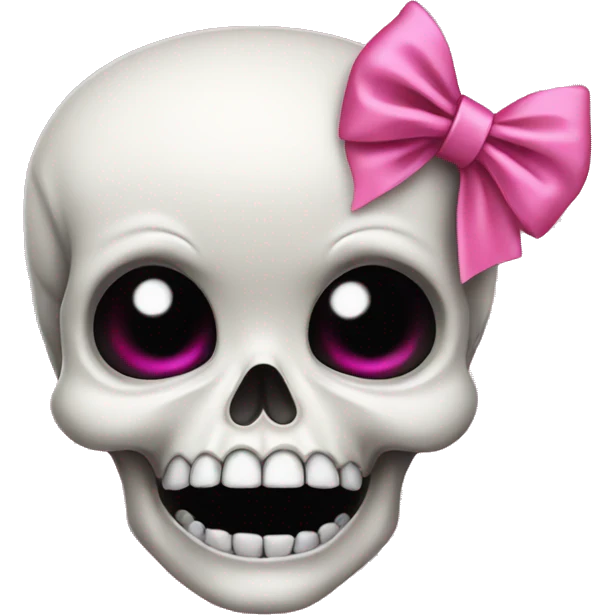 Coquette skull crying with a pink bow emoji