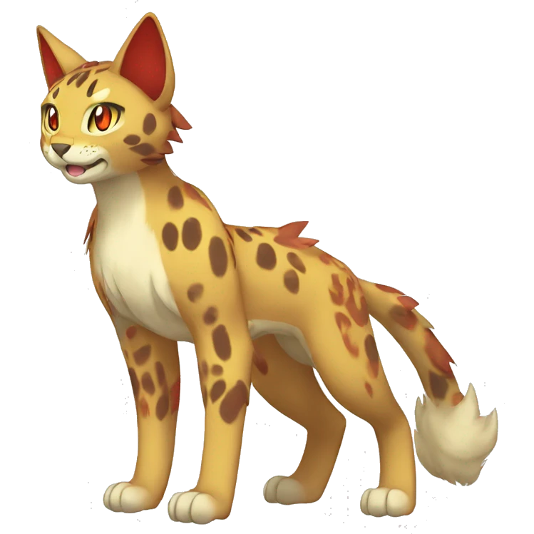 Fire-type Lynx-Fakemon full body emoji