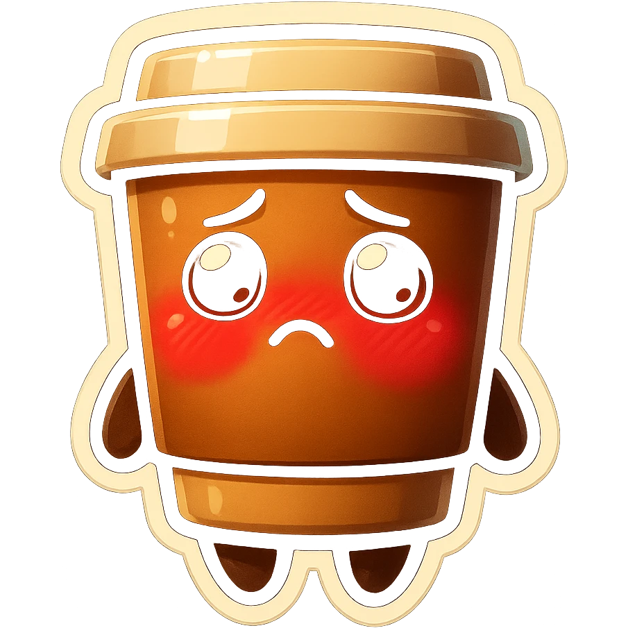 Tall coffee cup, shy, deep blush, dramatic blush emoji