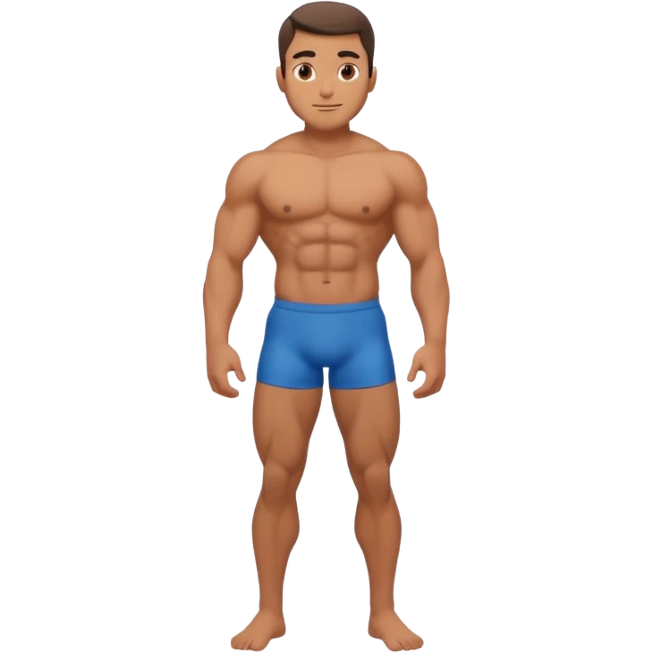 Shirtless buff guy posing but his legs are very small emoji