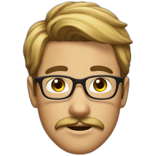 young man with glasses moustache and beard emoji