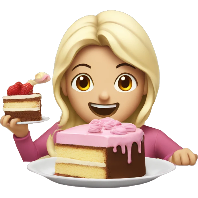 Cake eating cake emoji