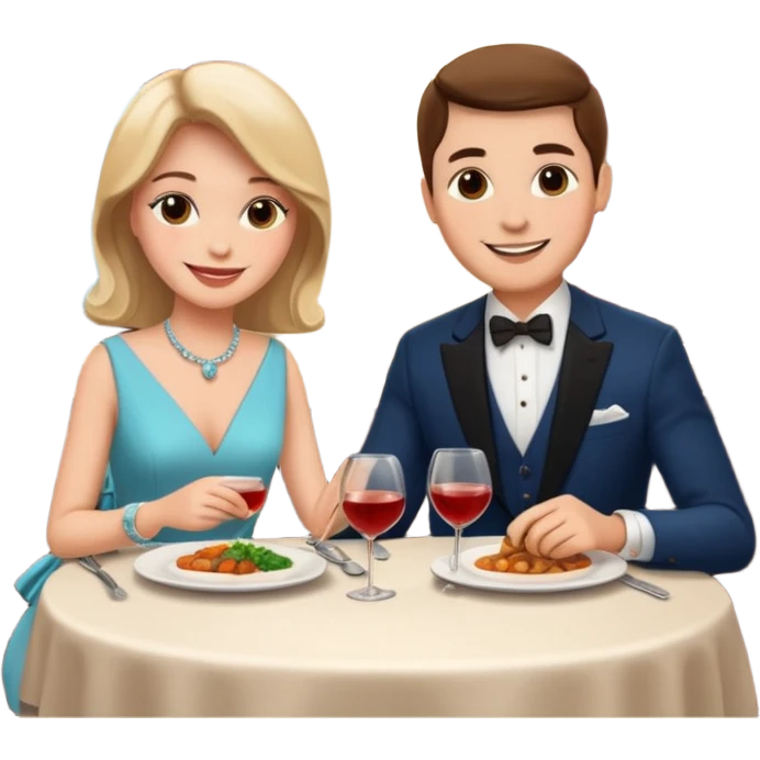  couple sitting and having dinner in a restaurant emoji
