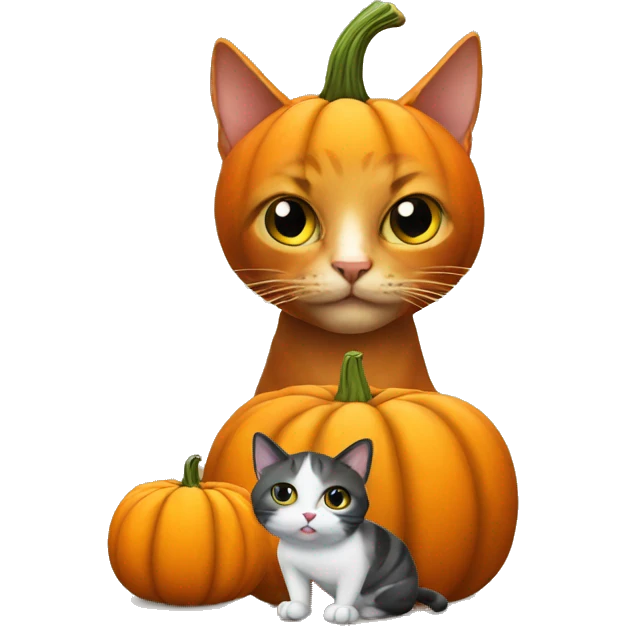 Pumpkin holding a cat emoji