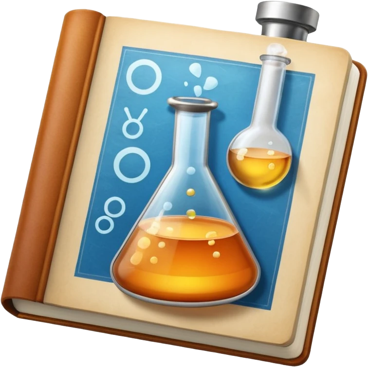 open textbook with a flask above it emoji