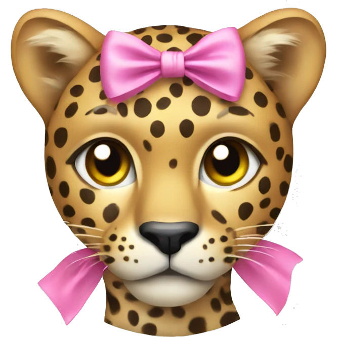 cheeta with pink bow  emoji