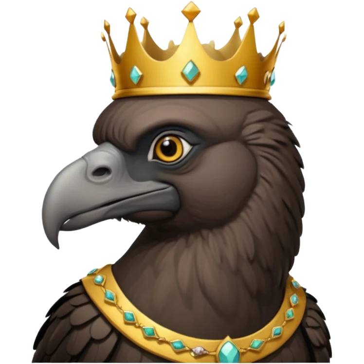 old black vulture wearing crown looking ahead emoji