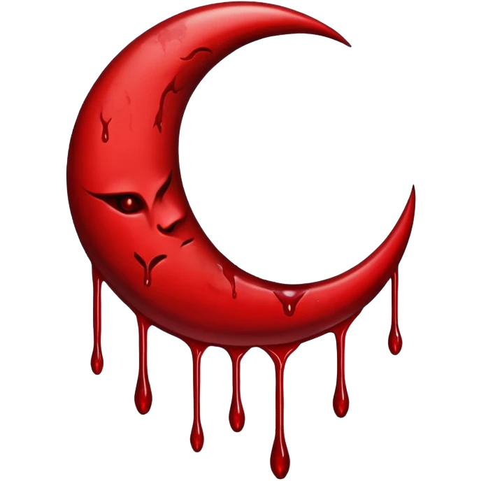  crescent moon with blood dripping from it red dark emoji