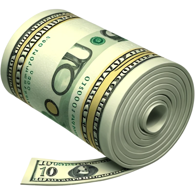 100$ Bill rolled to sniffing cokaine emoji
