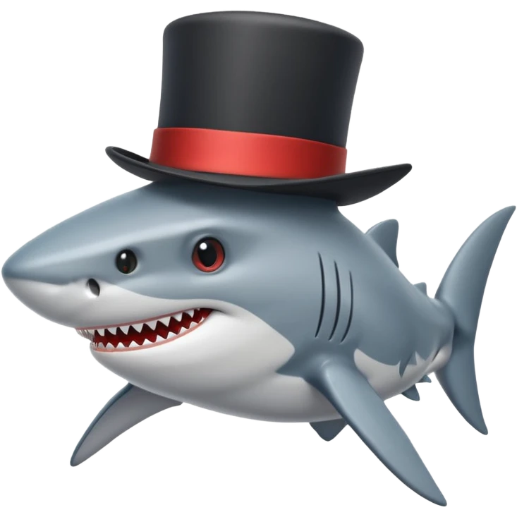 Shark with a top hat emoji