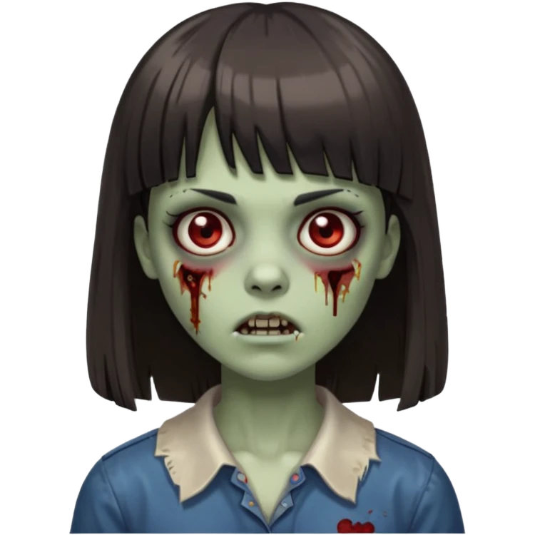me faça uma garota zumbi de franja com cabelo médio liso emoji
