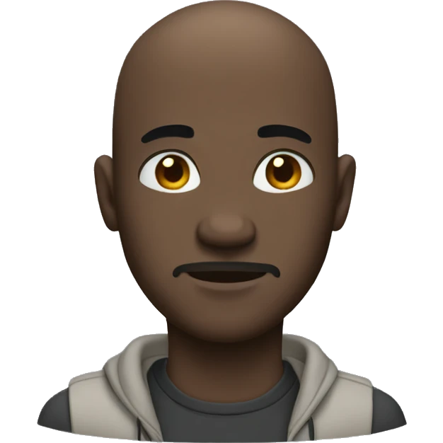 black bald guy with a moody face wearing a casual outfit emoji
