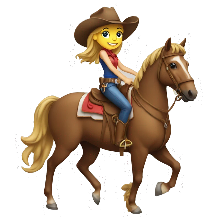 Cowgirl riding horse 4th july emoji