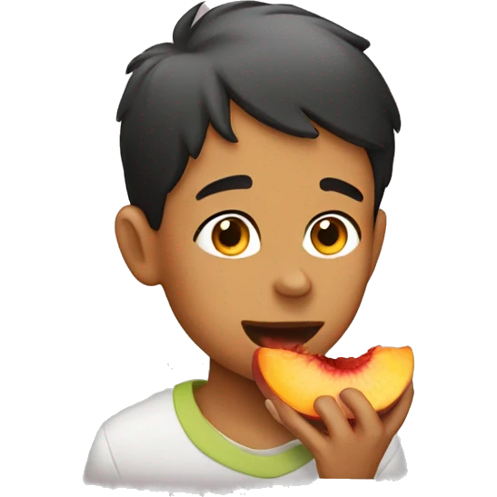 Boy eating a peach emoji