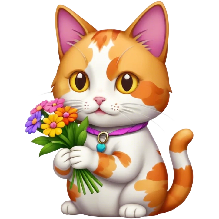 cat eating bunch of flowers  emoji