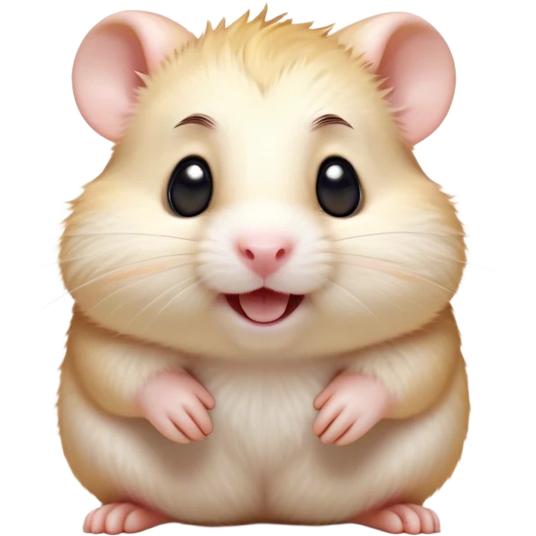 Cinematic Comical Cream Hamster Portrait Emoji, Head tilted dramatically with an exaggeratedly amused expression, featuring a striking cream fur with a luminous sheen, wide, expressive dark eyes filled with playful disbelief, Simplified yet hilariously expressive features, highly detailed, glowing with a slightly sassy glow, high shine, dramatic yet playful, stylized with an air of cheeky mischief, bright and endearing, soft glowing outline, capturing the essence of a spirited and over-the-top hamster, so meme-worthy it feels like it could side-eye its way into internet fame instantly! emoji
